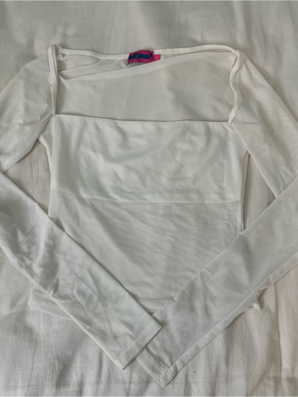 White Long Sleeve Square Neck Top